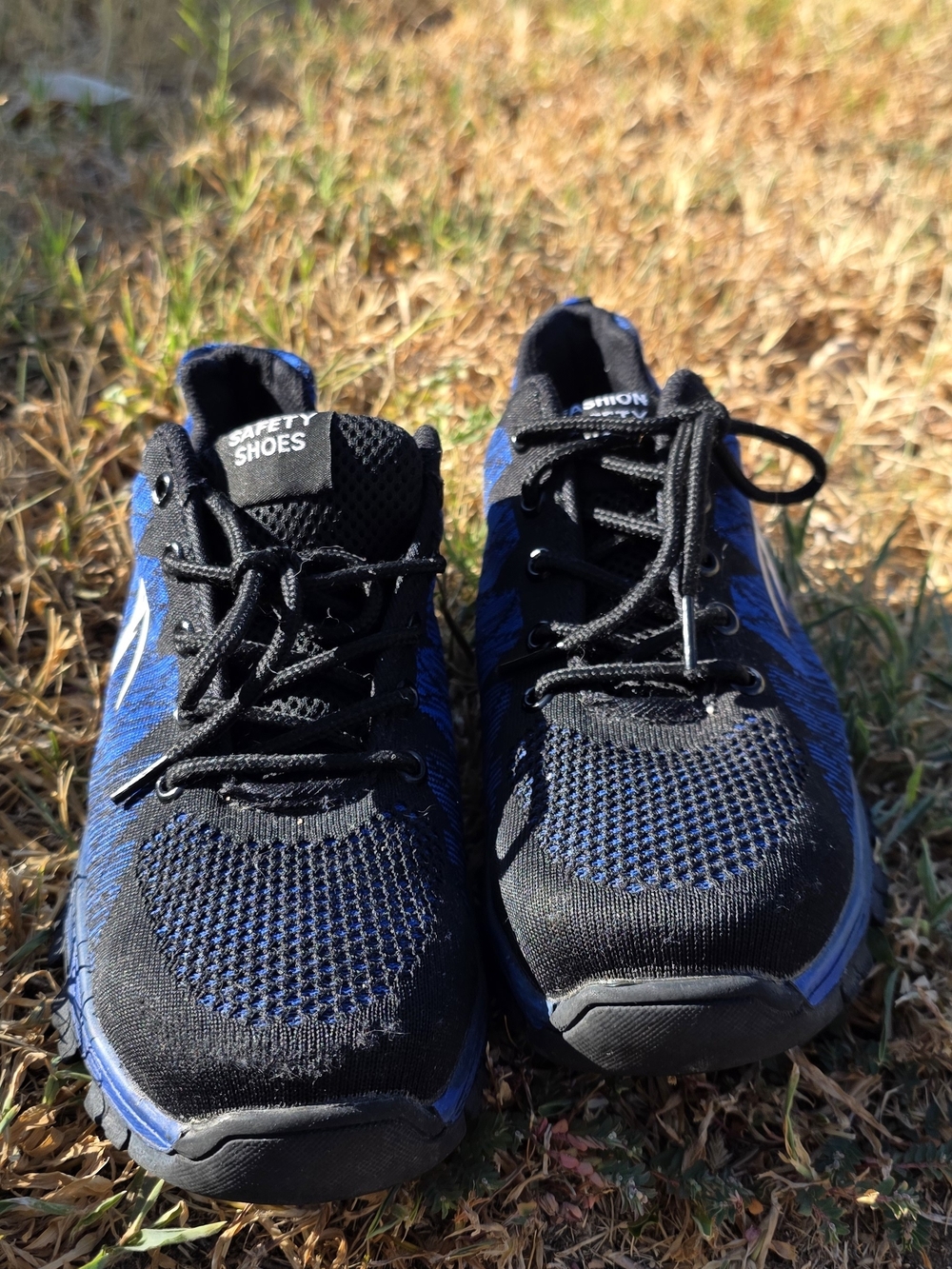 Men's Black & Blue Athletic Safety Shoes - Lightweight Work Sneakers